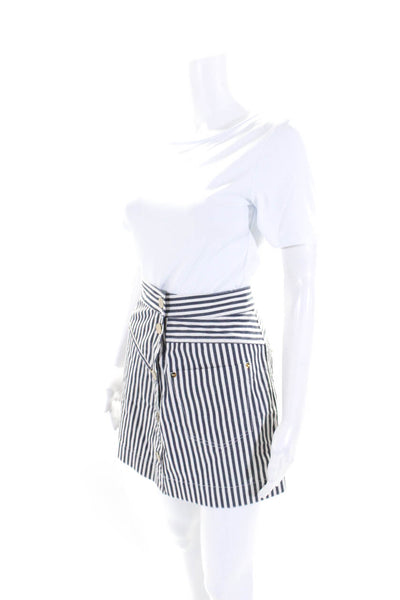 Derek Lam 10 Crosby Women's Button Down Pockets A-Line Stripe Mini Skirt Size 4