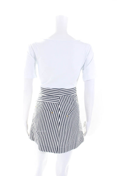 Derek Lam 10 Crosby Women's Button Down Pockets A-Line Stripe Mini Skirt Size 4