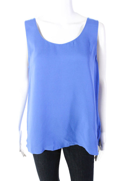 Lafayette 148 New York Womens Scoop Neck Silk Boxy Tank Top Blue Size Large