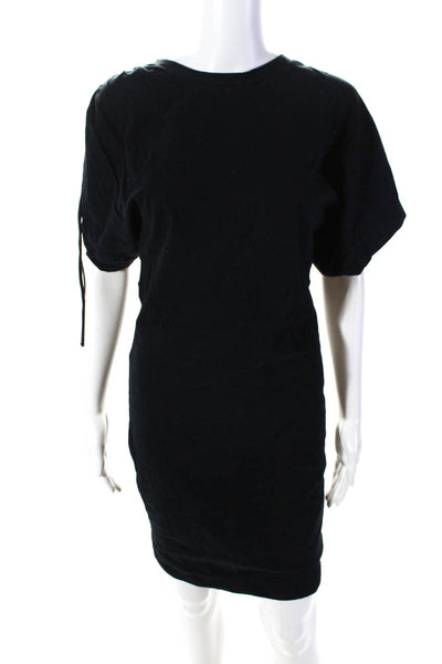 Isabel Marant Womens Short Sleeve Round Neck Shirt Dress Black Cotton Size Large