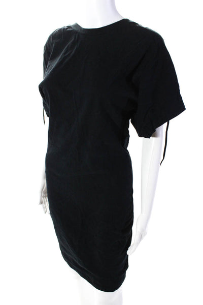 Isabel Marant Womens Short Sleeve Round Neck Shirt Dress Black Cotton Size Large