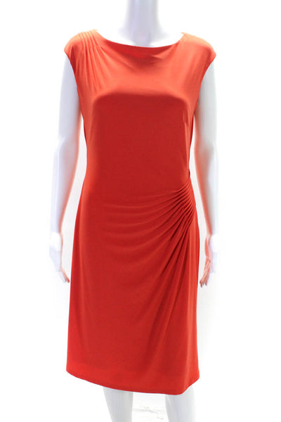 Lauren Ralph Lauren Womens Pleated Short Sleeve Sheath Dress Orange Size 10