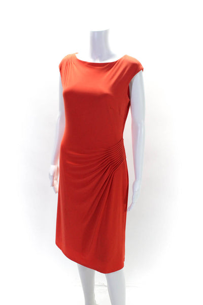 Lauren Ralph Lauren Womens Pleated Short Sleeve Sheath Dress Orange Size 10