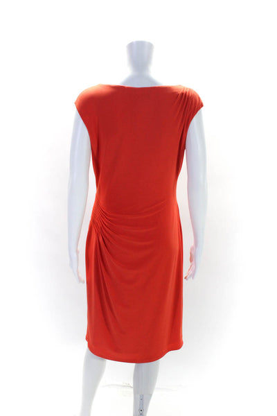 Lauren Ralph Lauren Womens Pleated Short Sleeve Sheath Dress Orange Size 10