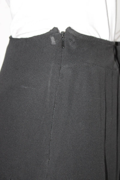 DKNY Womens Silk Asymmetrical Ruffled Zipped A-Line Midi Skirt Black Size 12