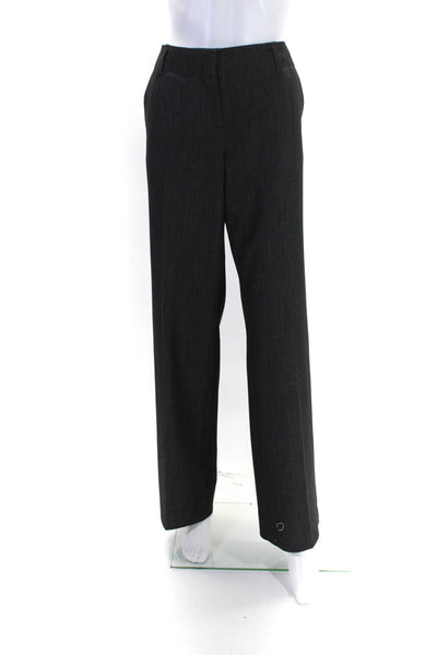 Calvin Klein Womens Flat Front Hook & Eye Zip Straight Leg Pants Black Size 8