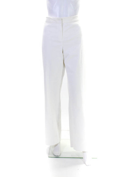 T Tahari Womens Cotton Geometric Textured Hook & Eye Dress Pants White Size 10