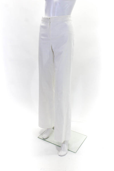 T Tahari Womens Cotton Geometric Textured Hook & Eye Dress Pants White Size 10