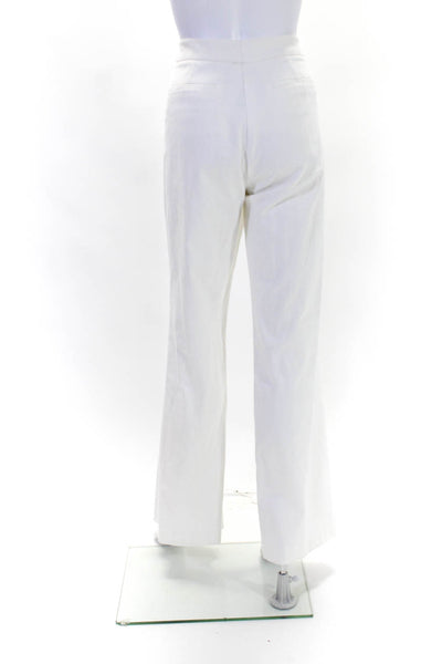 T Tahari Womens Cotton Geometric Textured Hook & Eye Dress Pants White Size 10