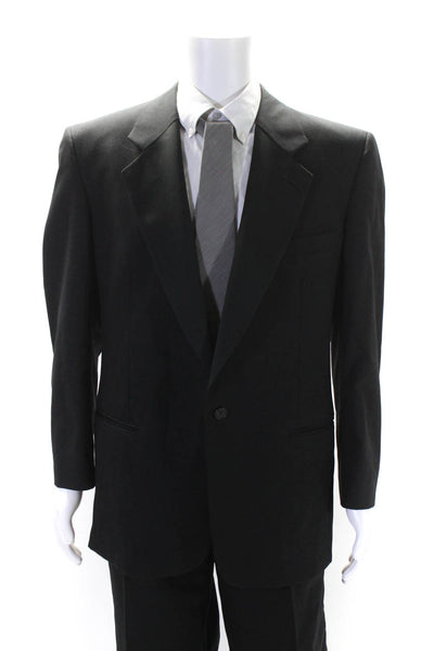 Holt Renfrew Mens Striped Flat Front Buttoned Blazer Tuxedo Black Size EUR44