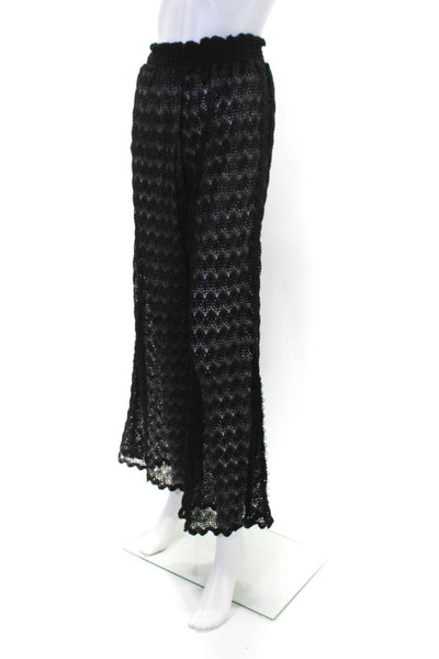 Waimari Womens Black Open Knit High Rise Wide Leg Pants Swim Cover Up Size M