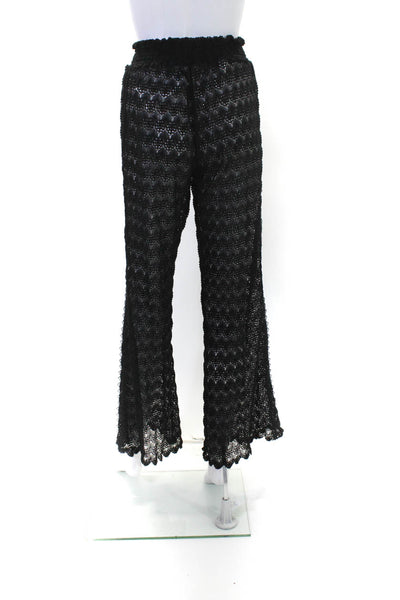 Waimari Womens Black Open Knit High Rise Wide Leg Pants Swim Cover Up Size M