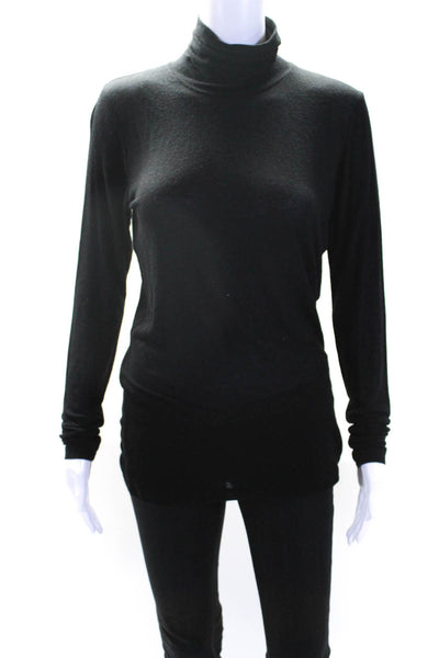 Vince Womens Thin Knit Long Sleeve Turtleneck Shirt Top Black Size M