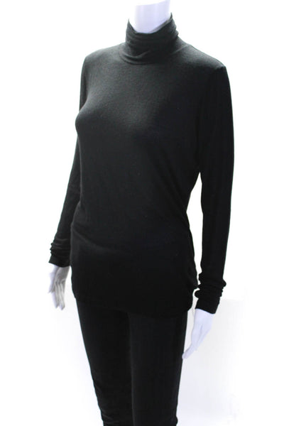 Vince Womens Thin Knit Long Sleeve Turtleneck Shirt Top Black Size M