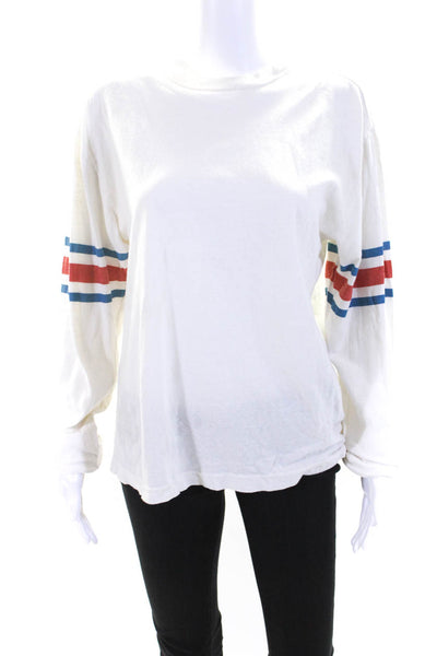 Re/Done Women's Crewneck Long Sleeves Basic T-Shirt White Size XS