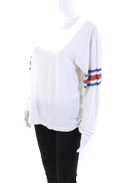 Re/Done Women's Crewneck Long Sleeves Basic T-Shirt White Size XS