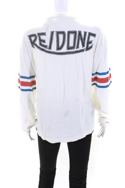 Re/Done Women's Crewneck Long Sleeves Basic T-Shirt White Size XS