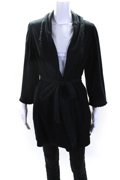 Betsey Johnson Women's Long Sleeves Pockets Tie Waist Jacket Black Size M