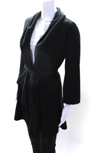 Betsey Johnson Women's Long Sleeves Pockets Tie Waist Jacket Black Size M