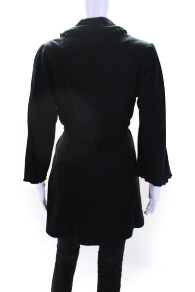 Betsey Johnson Women's Long Sleeves Pockets Tie Waist Jacket Black Size M