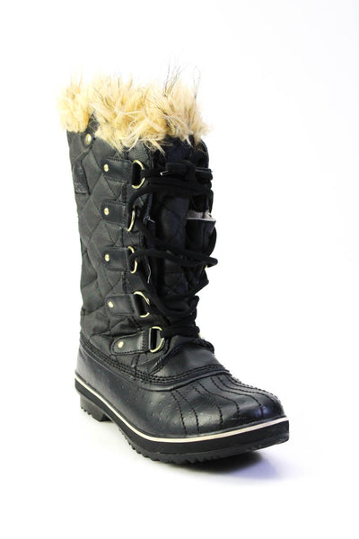 Sorel Womens Ostritch Embossed Lace Up Mid Calf Winter Boots Black Size 9US 39EU