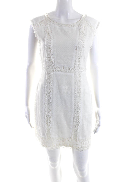 BCBGMAXAZRIA Women's Sleeveless Lace Trim A-Line Mini Dress Beige Size 2