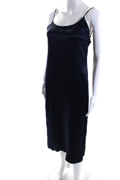 Something Navy Womens Backless Lustrous Double Slit Slip Dress Blue Size XS