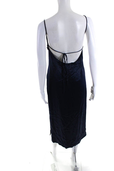 Something Navy Womens Backless Lustrous Double Slit Slip Dress Blue Size XS