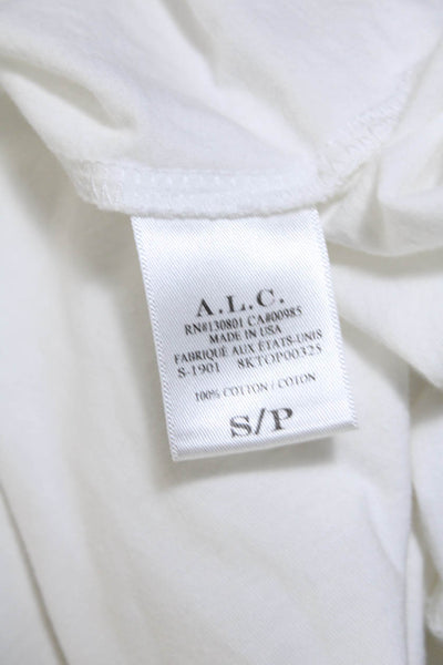 ALC Womens Cotton Short Bell Sleeve Crewneck Blouse White Size S