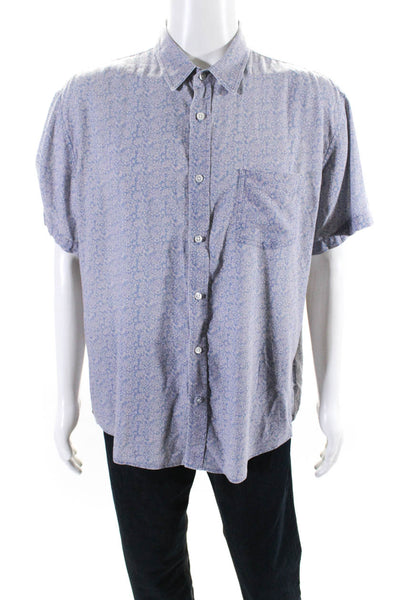 Rails mens Linen Shorts Sleeve Floral Button Down Collared Shirt Blue Size L