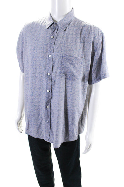 Rails mens Linen Shorts Sleeve Floral Button Down Collared Shirt Blue Size L