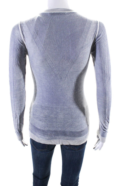 Kokun Womens Purple Gray Bamboo V-Neck Long Sleeve Pullover Knit Top Size XS