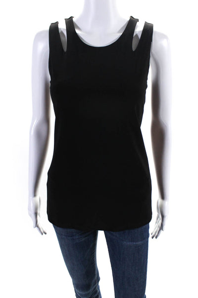 Joseph Ribkoff Womens Solid Black Cold Shoulder Sleeveless Blouse Top Size 10