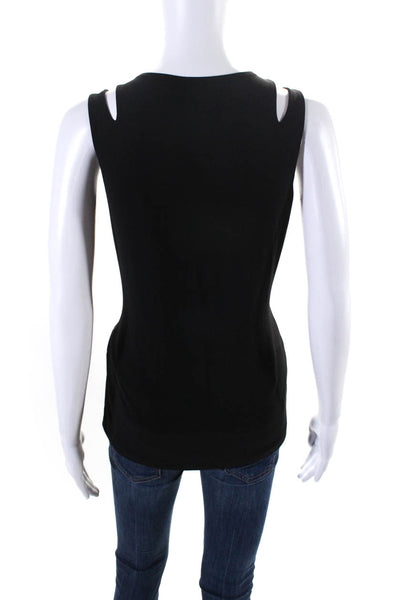 Joseph Ribkoff Womens Solid Black Cold Shoulder Sleeveless Blouse Top Size 10