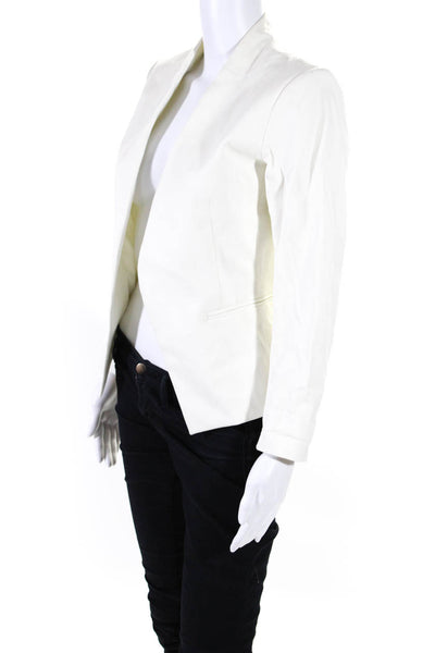 Theory Womens Open Front Twill Blazer Jacket White Cotton Size 6