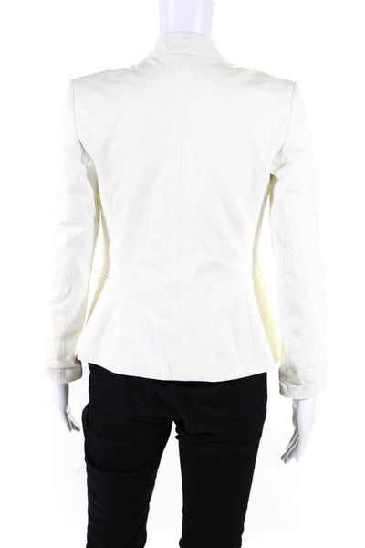 Theory Womens Open Front Twill Blazer Jacket White Cotton Size 6