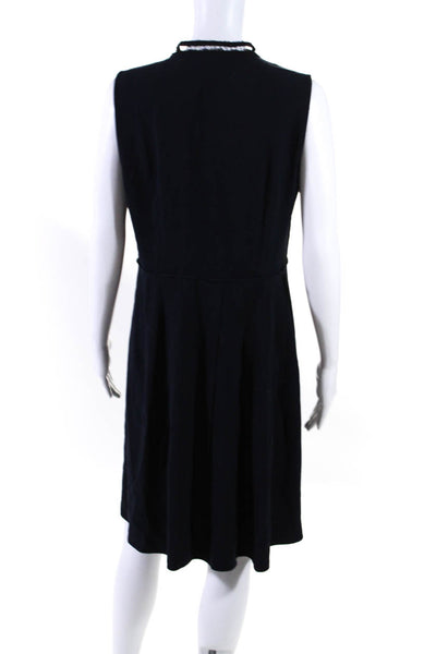 Elie Tahari Womens Lace High Neck Crepe Pleated A Line Shirt Dress Navy Size 8