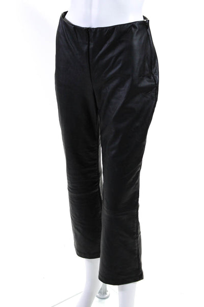 Tuckernuck Womens Faux Leather Elastic Waist Straight Leg Pants Black Size L