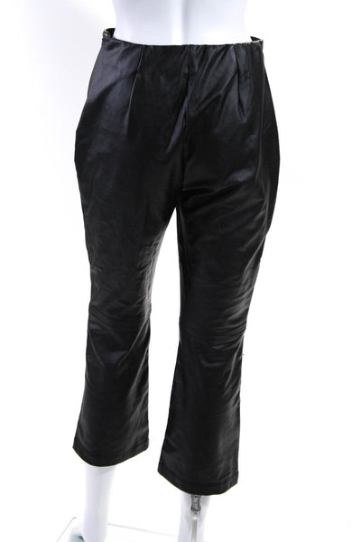 Tuckernuck Womens Faux Leather Elastic Waist Straight Leg Pants Black Size L