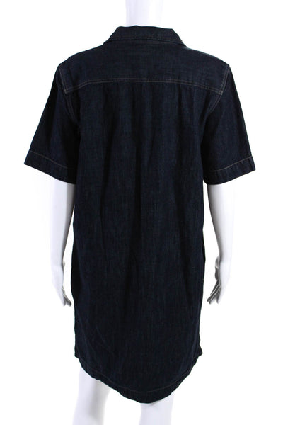 Lauren Ralph Lauren Womens Cotton Short Sleeve V Neck Denim Dress Blue Size M