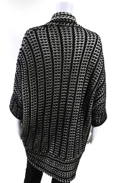 Moth Womens Striped Open Front Cardigan Sweater Black Size M