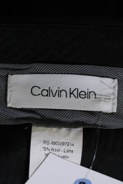 Calvin Klein Mens Solid Black Pleated Straight Leg Dress Pants Size 33X32