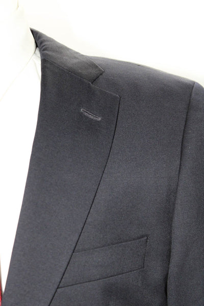 Boss Hugo Boss Mens Navy Blue Wool Two Button Long Sleeve Blazer Size 40R