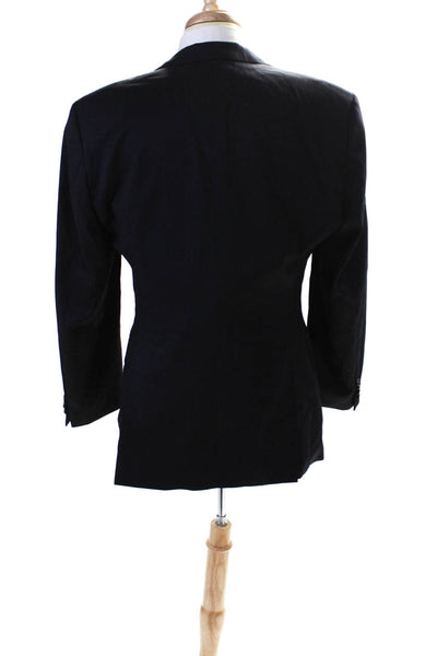 Boss Hugo Boss Mens Navy Blue Wool Two Button Long Sleeve Blazer Size 40R