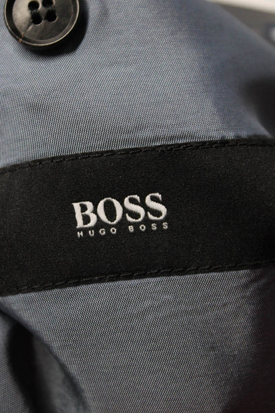 Boss Hugo Boss Mens Navy Blue Wool Two Button Long Sleeve Blazer Size 40R