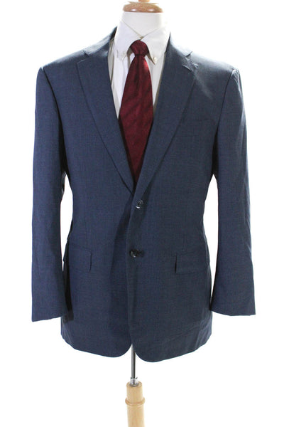 Isaia Mens Dark Blue Wool Two Button Long Sleeve Blazer Size 52R