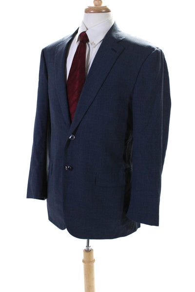 Isaia Mens Dark Blue Wool Two Button Long Sleeve Blazer Size 52R