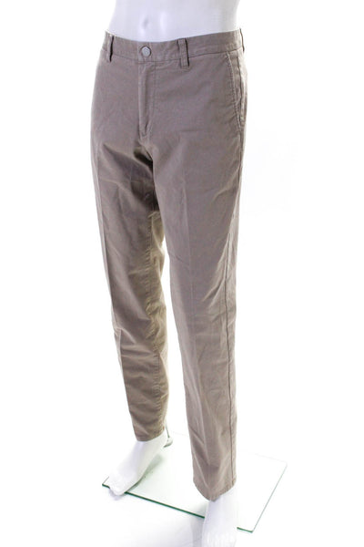 Bonobos Mens Khaki Cotton Pleated Slim Straight Leg Pants Size 33X32