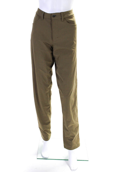 Lululemon Men Mid Rise Flat Front Slim Leg Golf Pants Brown Size 31