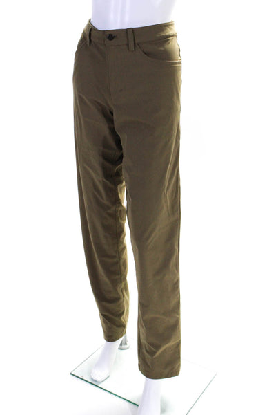 Lululemon Men Mid Rise Flat Front Slim Leg Golf Pants Brown Size 31